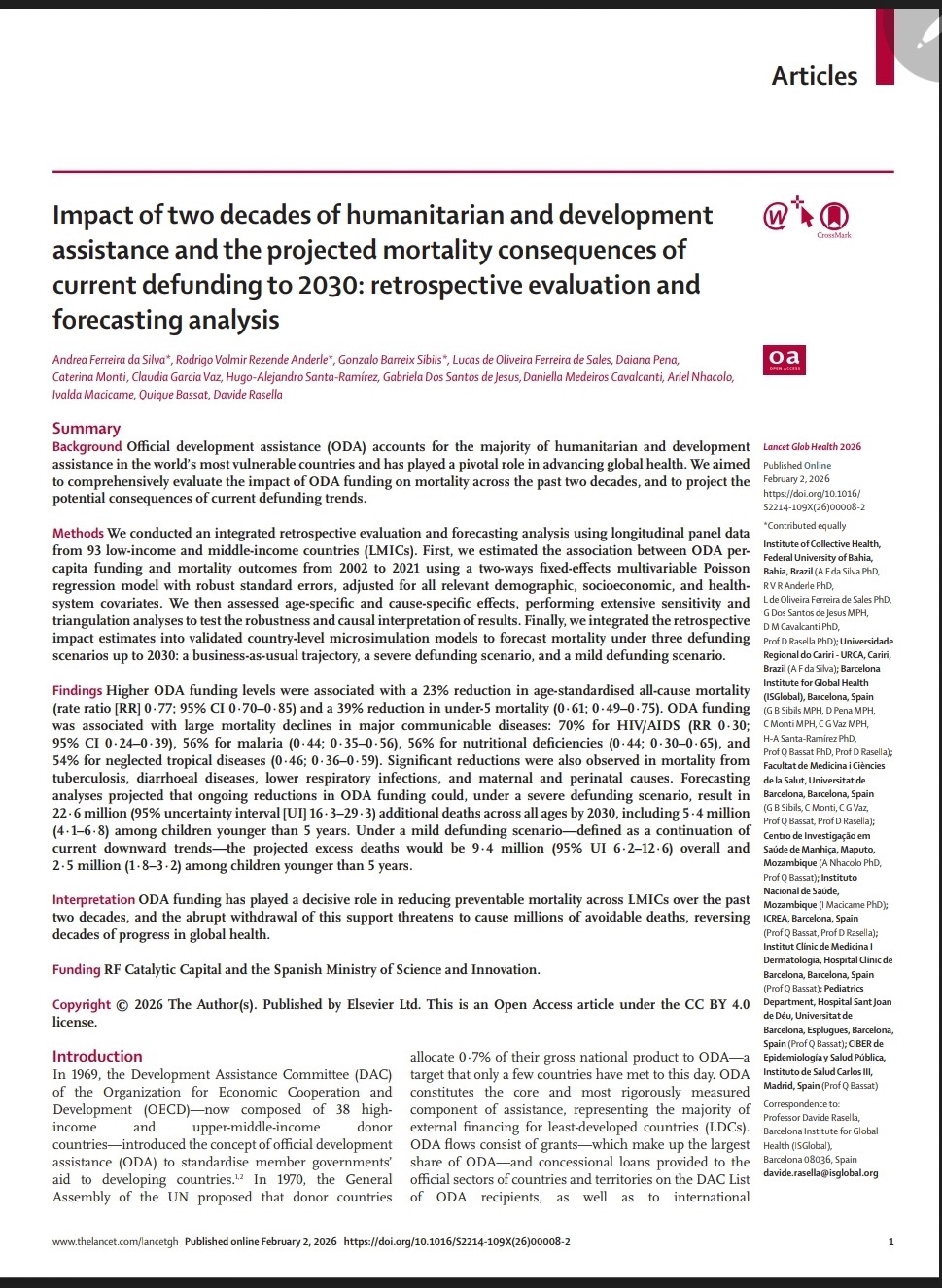 Figure 1: A DeFund ing Story, see da Silva et al. 2026 Impact of Two Decades of Humanitarian and Development Assistance and the Projected Mortality Consequences of Current Defund ing to 2030: Retrospective Evaluation and Forecasting Analysis. The Lancet Global Health, vol. 0, no. 0, Feb. 2026. www.thelancet.com, https://doi.org/10.1016/S2214-109X(26)00008-2. Let&rsquo;s say you develop a plan for your reading. Why not read every sentence containing the word USAID. If you use the free App on your phone, Adobe Reader, it offers a find function, search for USAID. Read every sentence with USAID. First you will have to download the Paper, PDF from the website. Open it with Adobe Reader. Use the Find function to find USAID. It is likely you will read on past the sentence found.